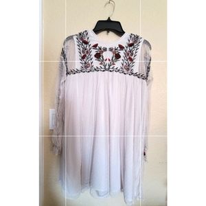 Floral embroidered baby doll Midi dress